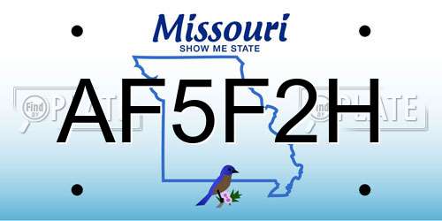 AF5F2H Missouri License Plate