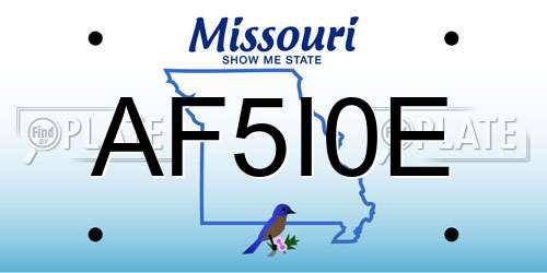 AF5I0E Missouri License Plate
