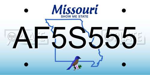 AF5S555 Missouri License Plate