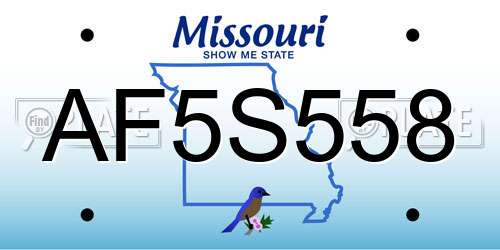 AF5S558 Missouri License Plate