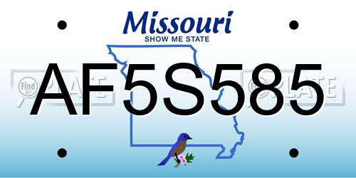 AF5S585 Missouri License Plate