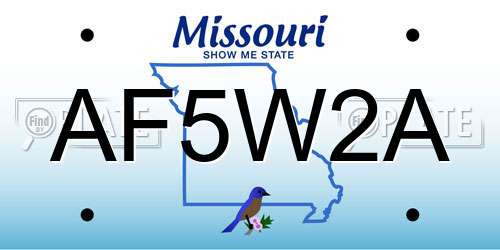 AF5W2A Missouri License Plate