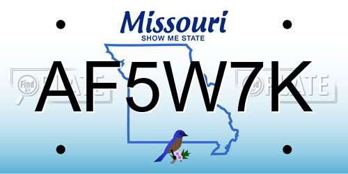 AF5W7K Missouri License Plate