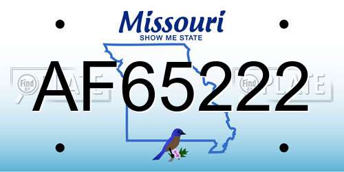 AF65222 Missouri License Plate