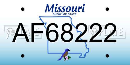 AF68222 Missouri License Plate