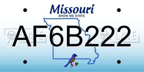 AF6B222 Missouri License Plate
