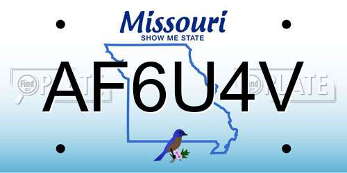AF6U4V Missouri License Plate