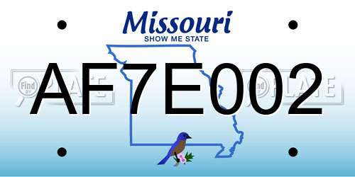 AF7E002 Missouri License Plate
