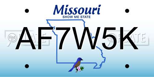 AF7W5K Missouri License Plate