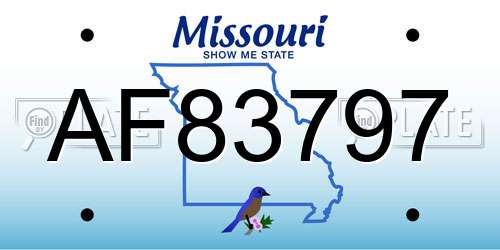 AF83797 Missouri License Plate