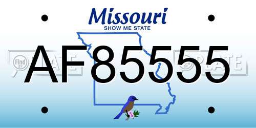 AF85555 Missouri License Plate