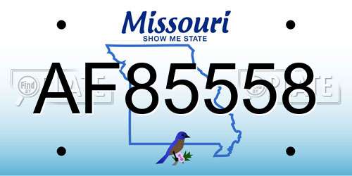 AF85558 Missouri License Plate