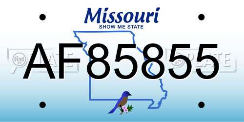 AF85855 Missouri License Plate