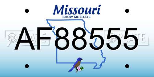 AF88555 Missouri License Plate
