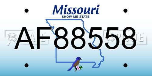 AF88558 Missouri License Plate