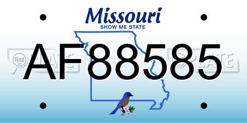 AF88585 Missouri License Plate