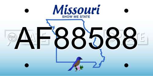 AF88588 Missouri License Plate