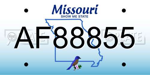 AF88855 Missouri License Plate