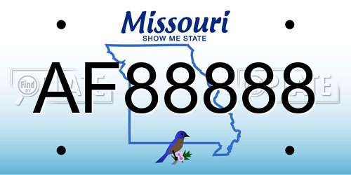 AF88888 Missouri License Plate