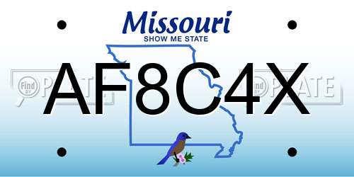 AF8C4X Missouri License Plate