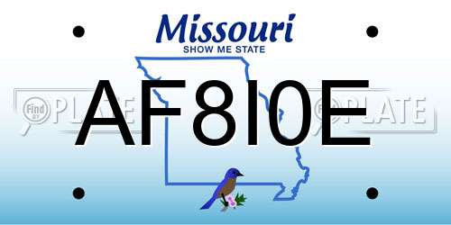 AF8I0E Missouri License Plate