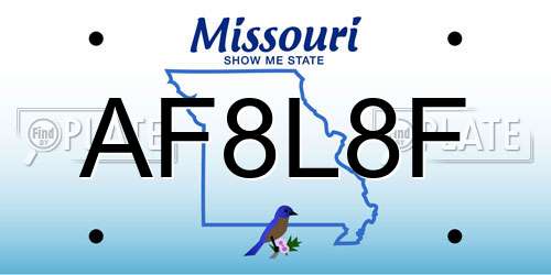 AF8L8F Missouri License Plate