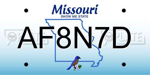 AF8N7D Missouri License Plate