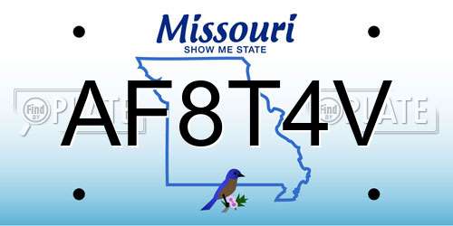 AF8T4V Missouri License Plate
