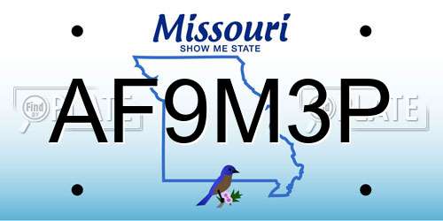 AF9M3P Missouri License Plate