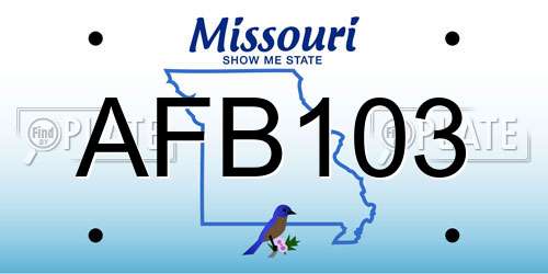 AFB103 Missouri License Plate