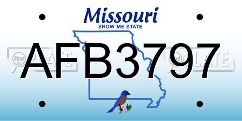 AFB3797 Missouri License Plate