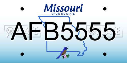 AFB5555 Missouri License Plate