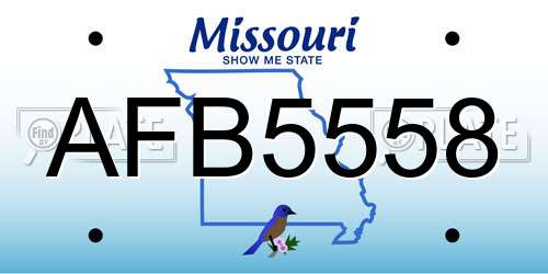 AFB5558 Missouri License Plate