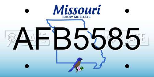 AFB5585 Missouri License Plate