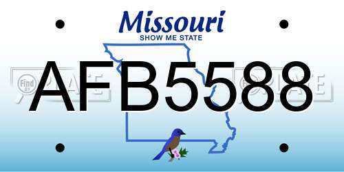 AFB5588 Missouri License Plate