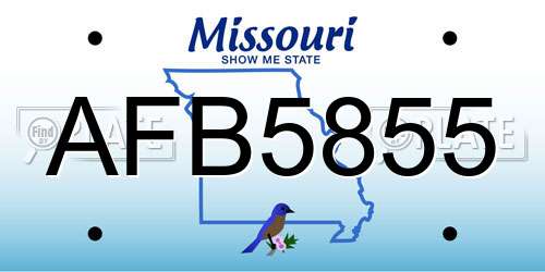 AFB5855 Missouri License Plate