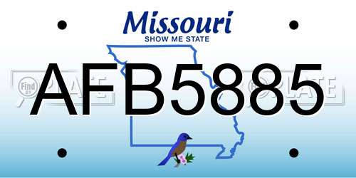 AFB5885 Missouri License Plate