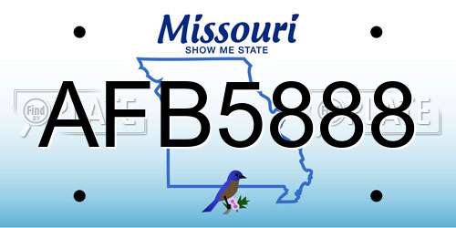 AFB5888 Missouri License Plate