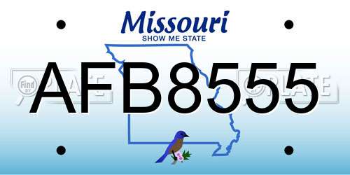 AFB8555 Missouri License Plate