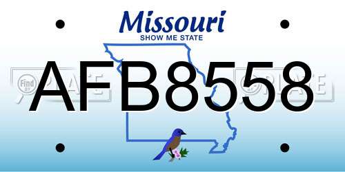 AFB8558 Missouri License Plate