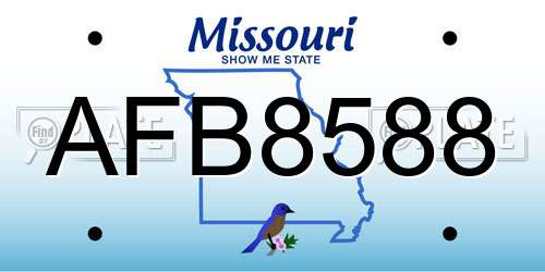 AFB8588 Missouri License Plate