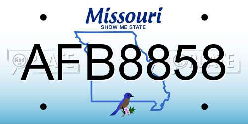 AFB8858 Missouri License Plate