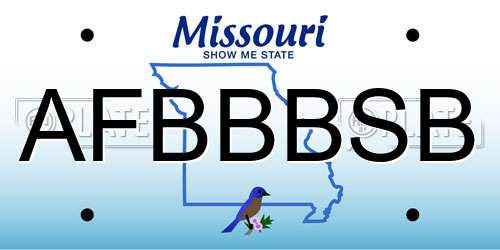 AFBBBSB Missouri License Plate