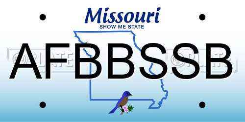 AFBBSSB Missouri License Plate