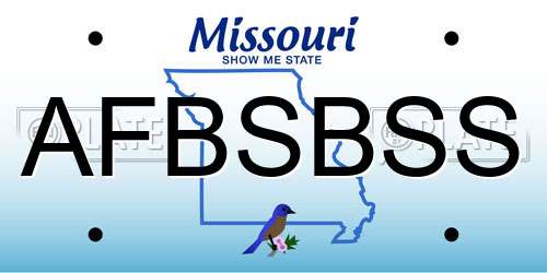 AFBSBSS Missouri License Plate