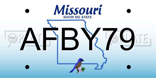 AFBY79 Missouri License Plate