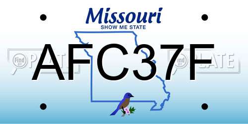 AFC37F Missouri License Plate