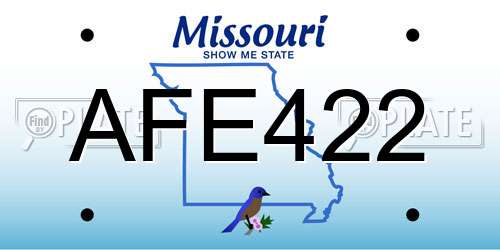 AFE422 Missouri License Plate