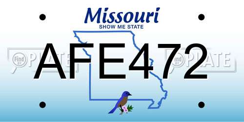 AFE472 Missouri License Plate