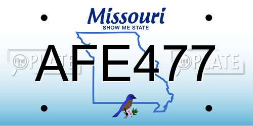 AFE477 Missouri License Plate